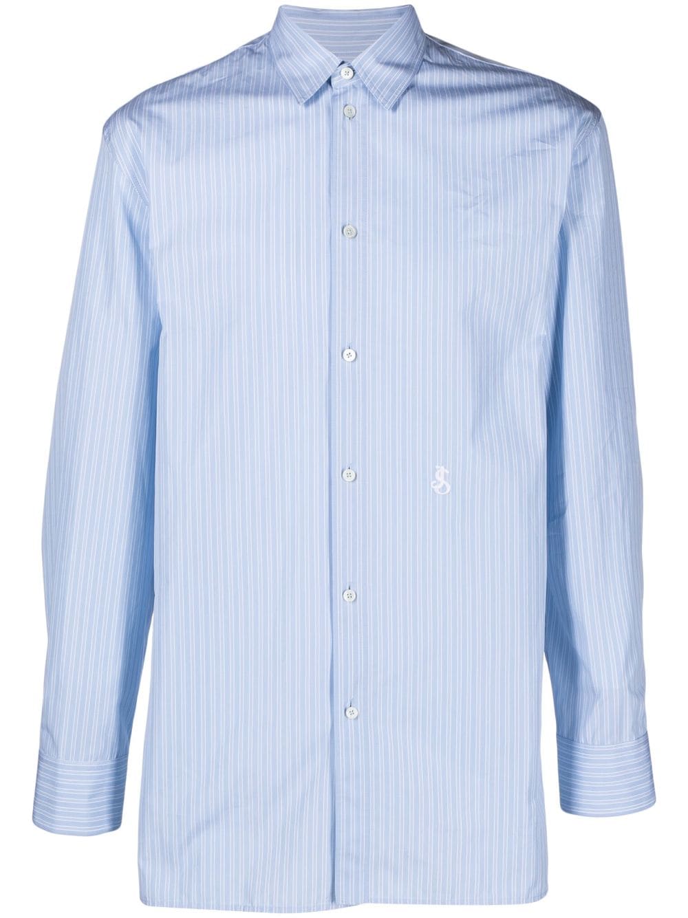 Jil Sander logo-embroidered stripe-print cotton shirt - Blue von Jil Sander