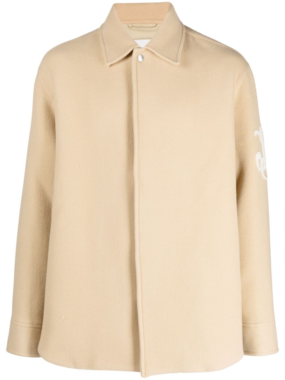 Jil Sander logo-embroidered virgin-wool jacket - Neutrals von Jil Sander