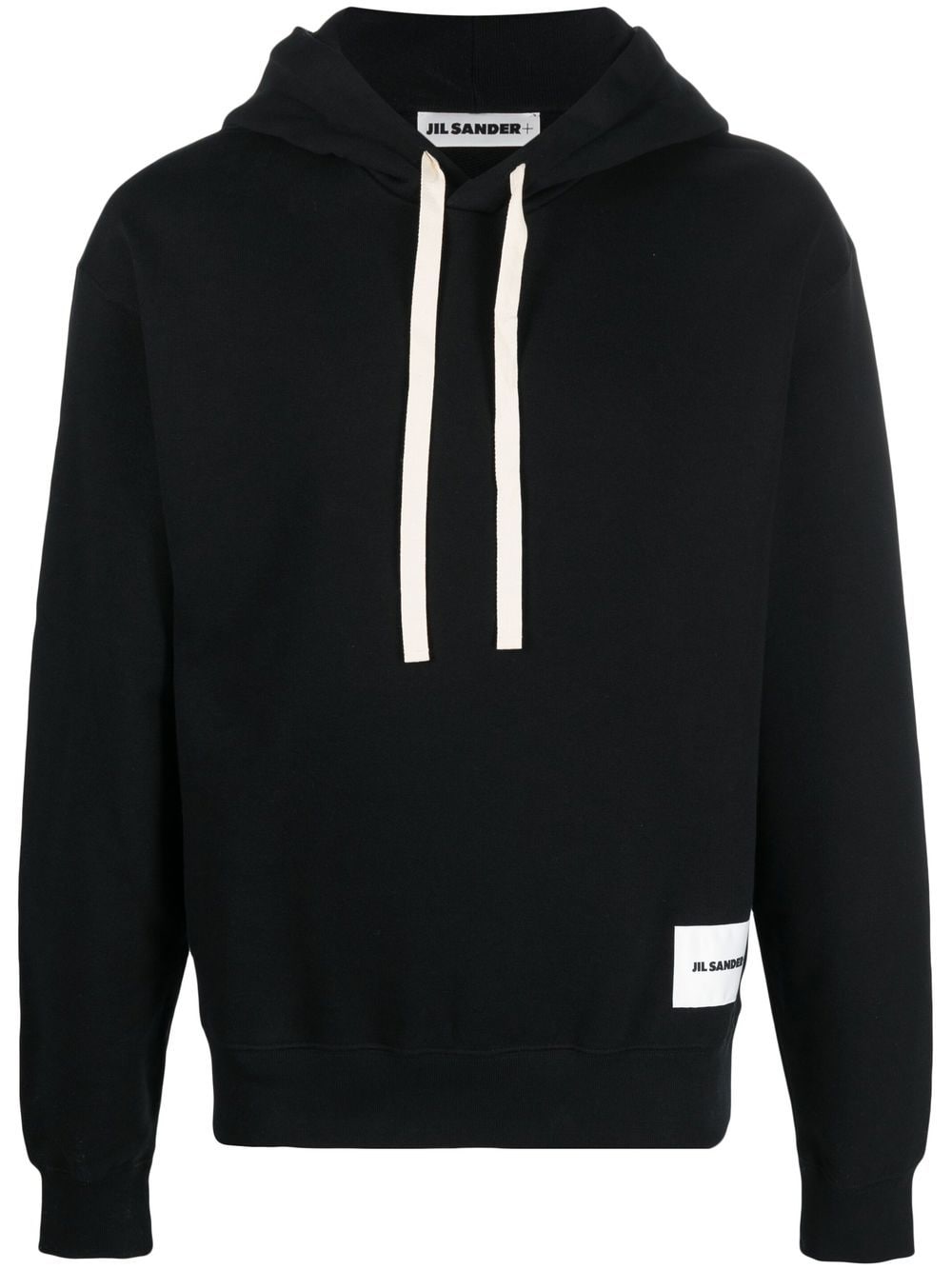 Jil Sander logo-patch drawstring hoodie - Black von Jil Sander