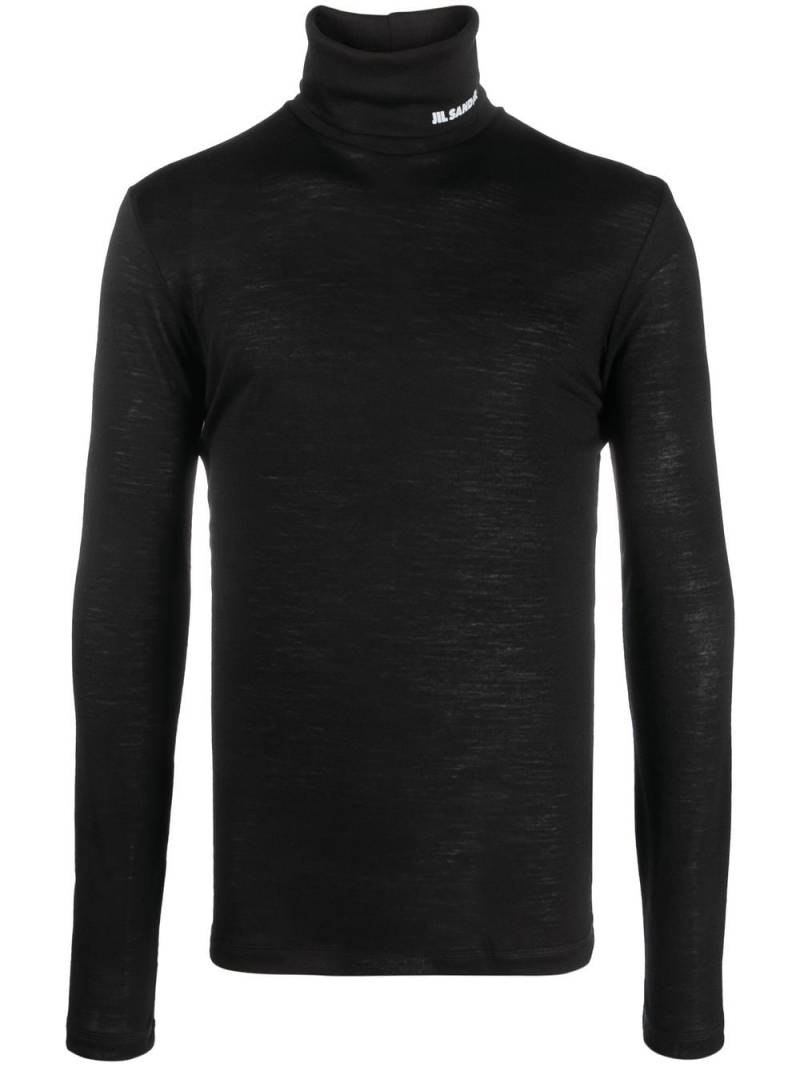 Jil Sander logo-print roll-neck jumper - Black von Jil Sander