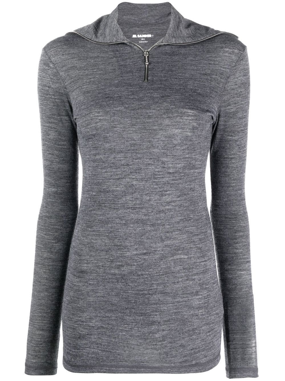 Jil Sander logo-print roll-neck knitted top - Grey von Jil Sander