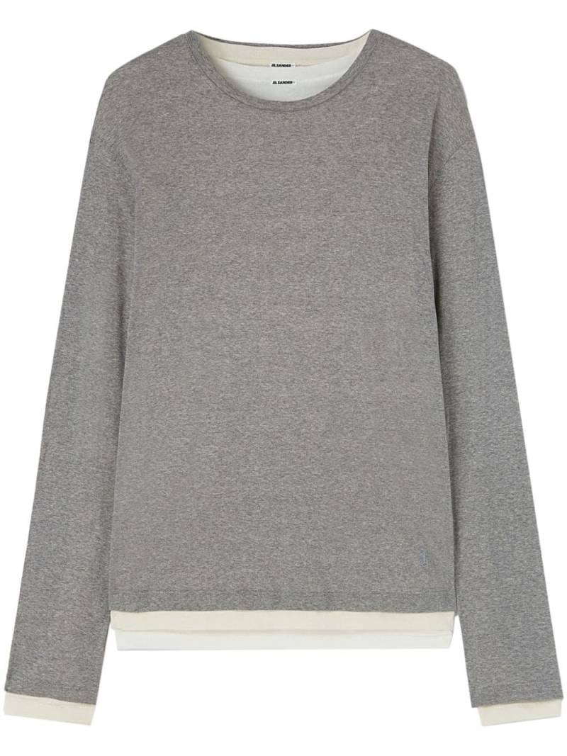 Jil Sander long-sleeve layered cotton T-shirt - Grey von Jil Sander