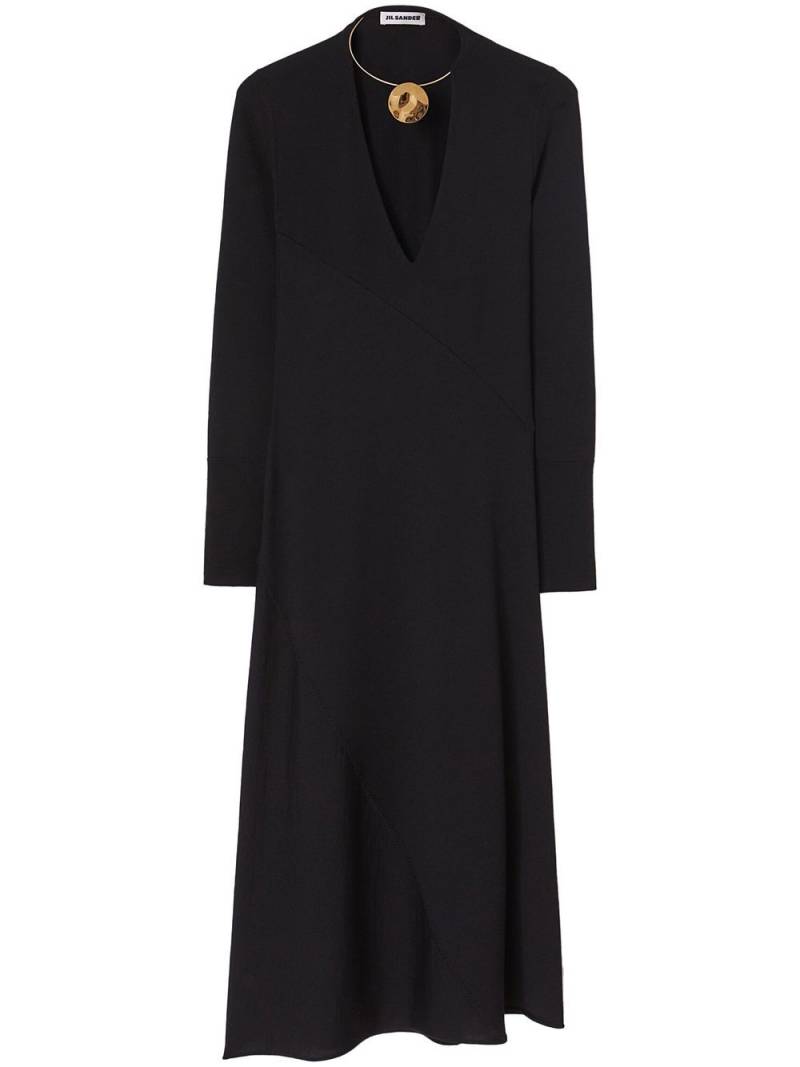 Jil Sander scoop-neck virgin wool midi dress - Black von Jil Sander