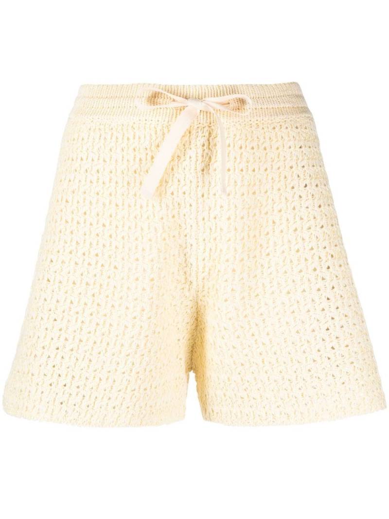 Jil Sander open knit drawstring shorts - Yellow von Jil Sander