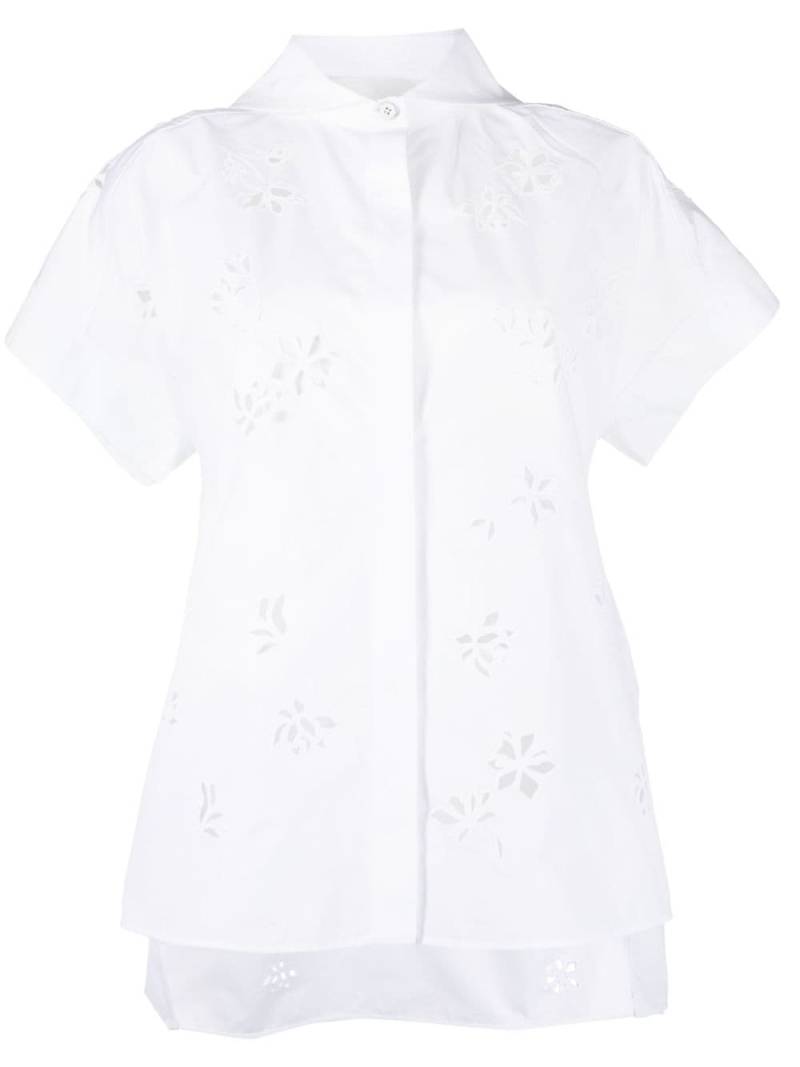 Jil Sander perforated-detail cotton shirt - White von Jil Sander