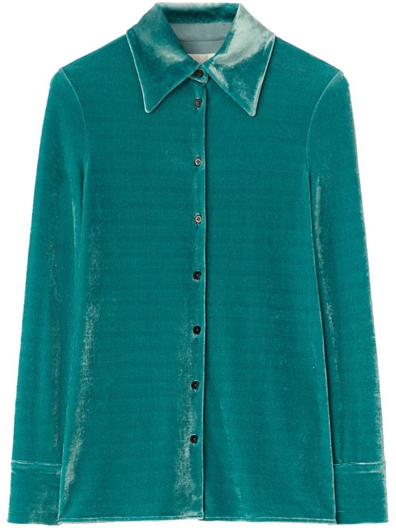 Jil Sander pointed-collar velvet shirt - Green von Jil Sander