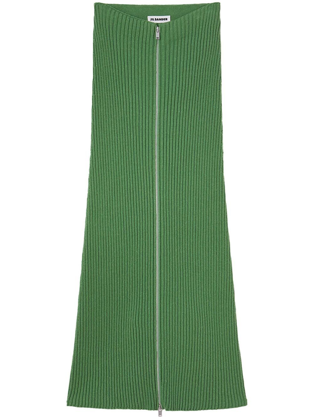Jil Sander ribbed-knit zip-up pencil skirt - Green von Jil Sander