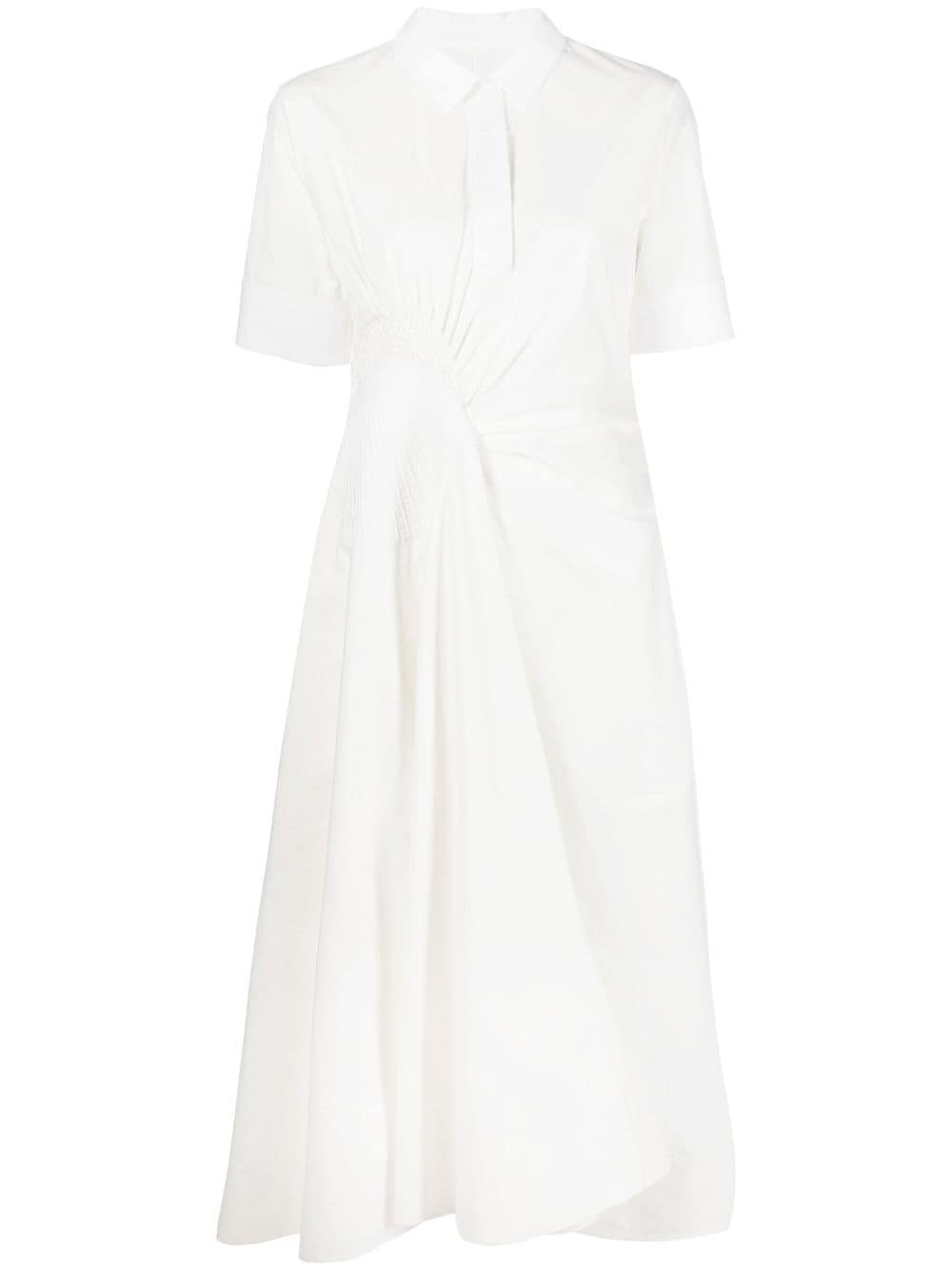 Jil Sander ruched shirt midi dress - White von Jil Sander