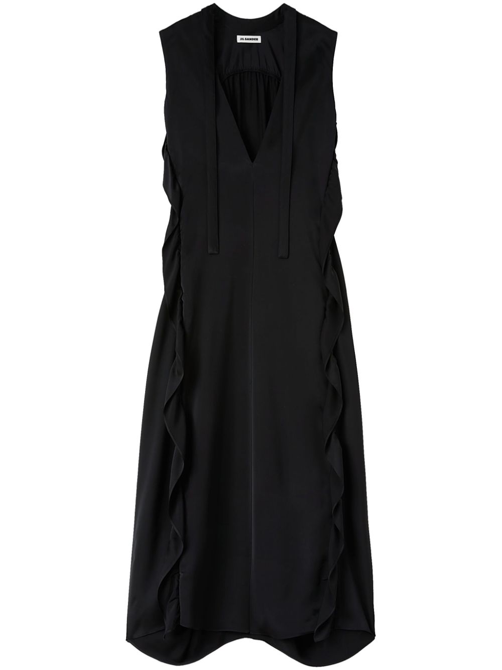 Jil Sander ruffle-detail V-neck maxi dress - Black von Jil Sander