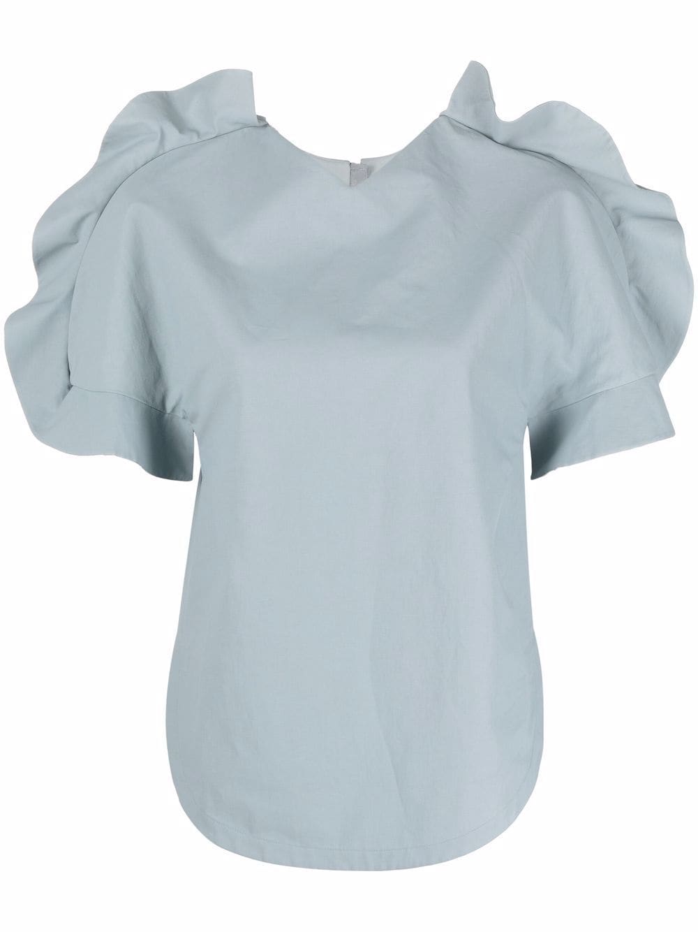 Jil Sander ruffle-trimmed short-sleeve T-shirt - Blue von Jil Sander