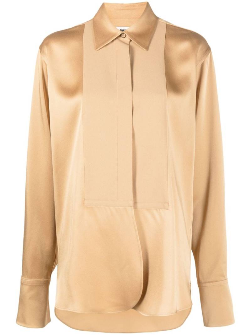 Jil Sander satin-finish panelled shirt - Brown von Jil Sander