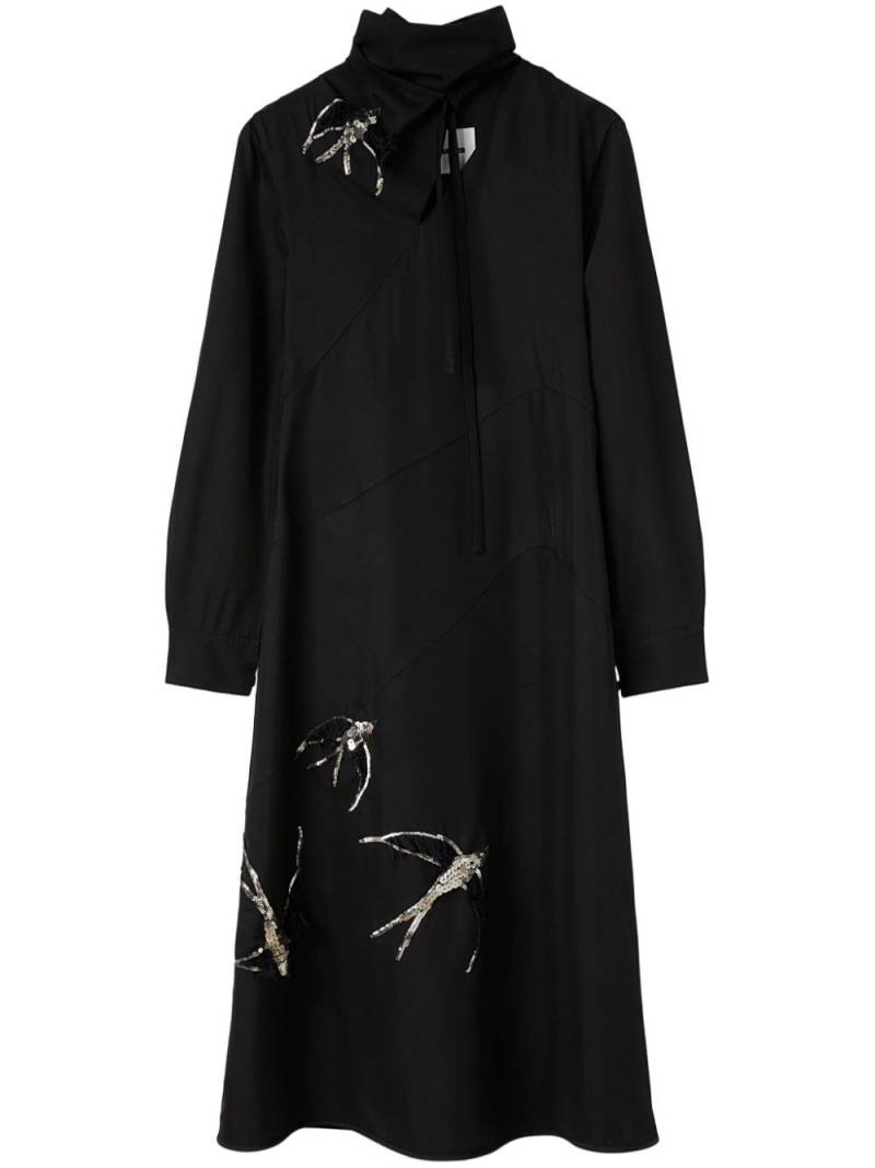 Jil Sander sequinned-bird midi dress - Black von Jil Sander