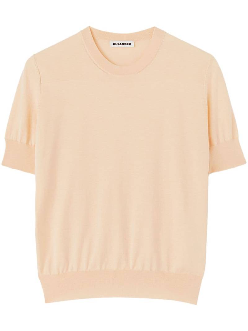 Jil Sander short-sleeve cotton knitted top - Neutrals von Jil Sander