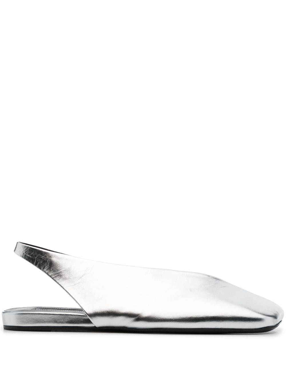 Jil Sander square-toe metallic ballerina shoes - Silver von Jil Sander