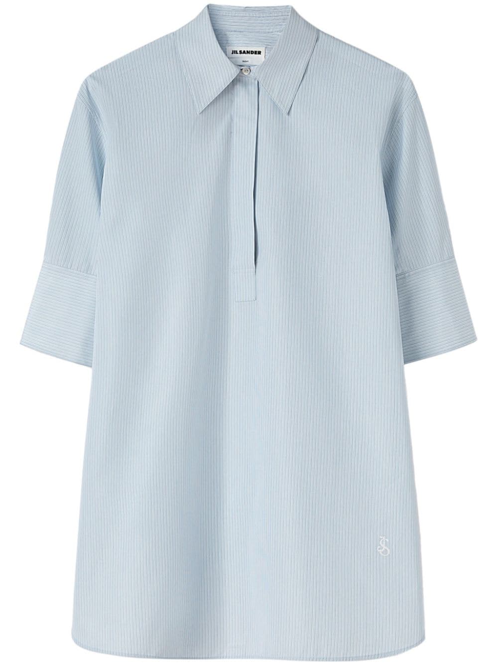 Jil Sander striped half-sleeve cotton shirt - Blue von Jil Sander