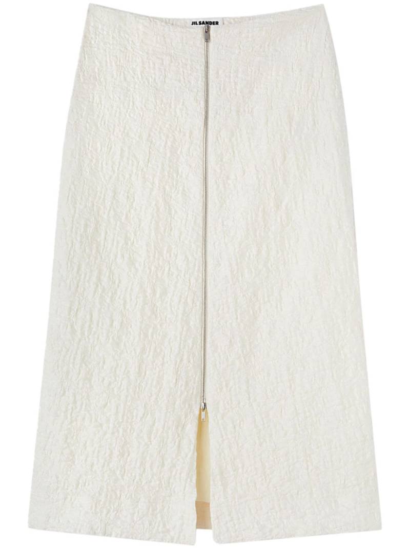 Jil Sander textured-finish zip-up midi skirt - White von Jil Sander