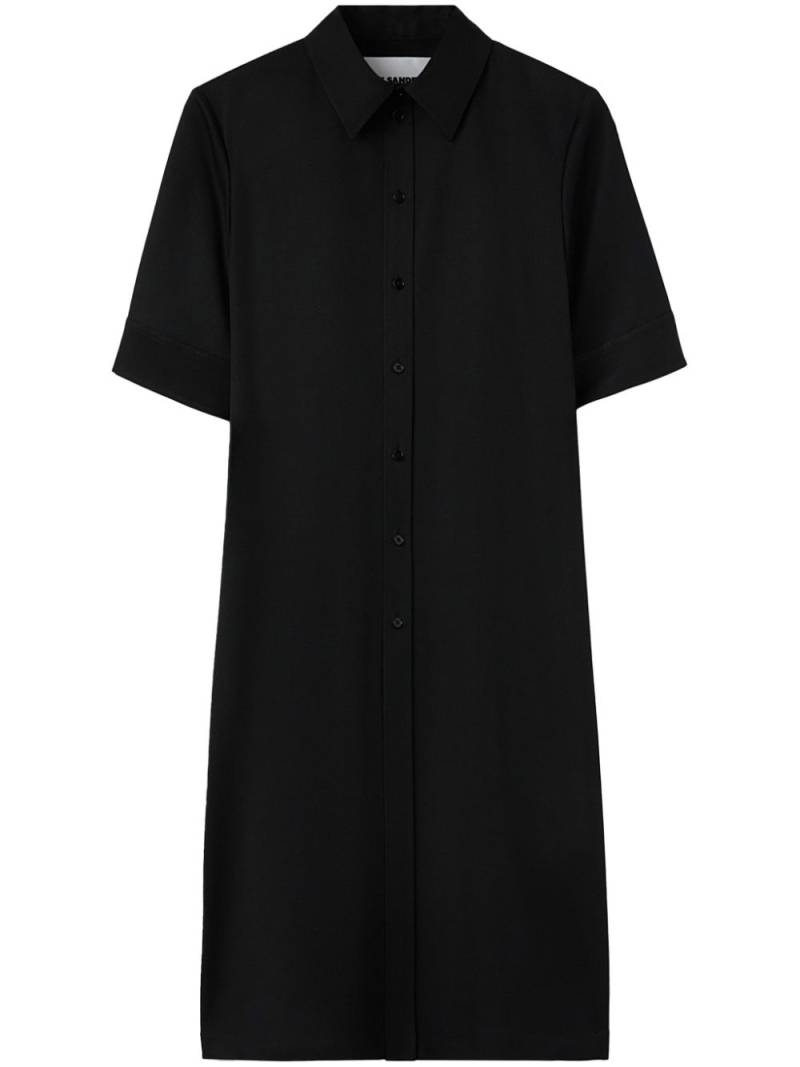 Jil Sander wool gabardine long shirt - Black von Jil Sander
