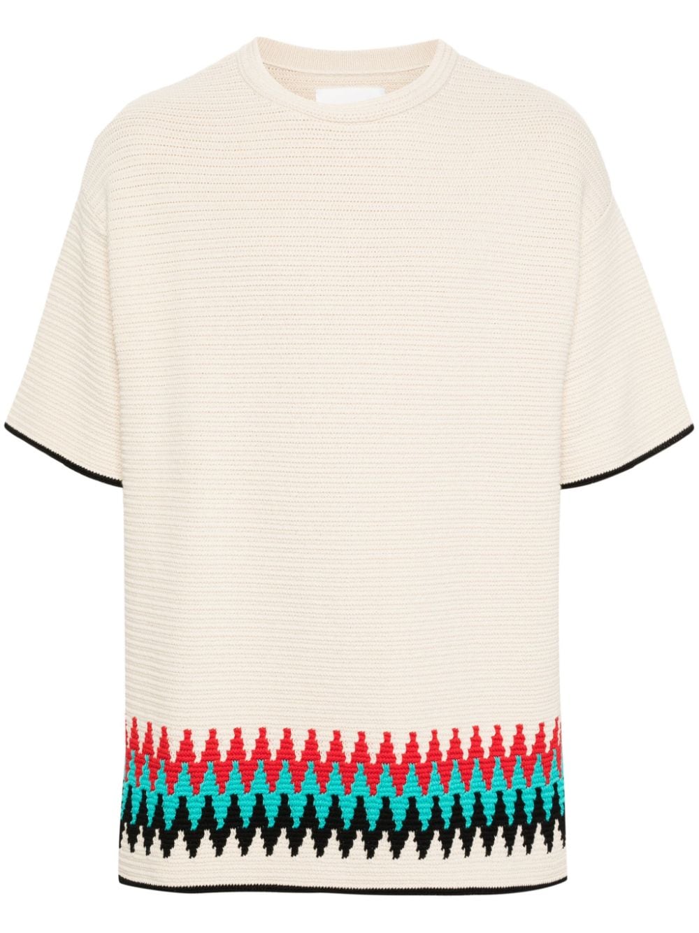 Jil Sander zigzag-intarsia knitted t-shirt - Neutrals von Jil Sander