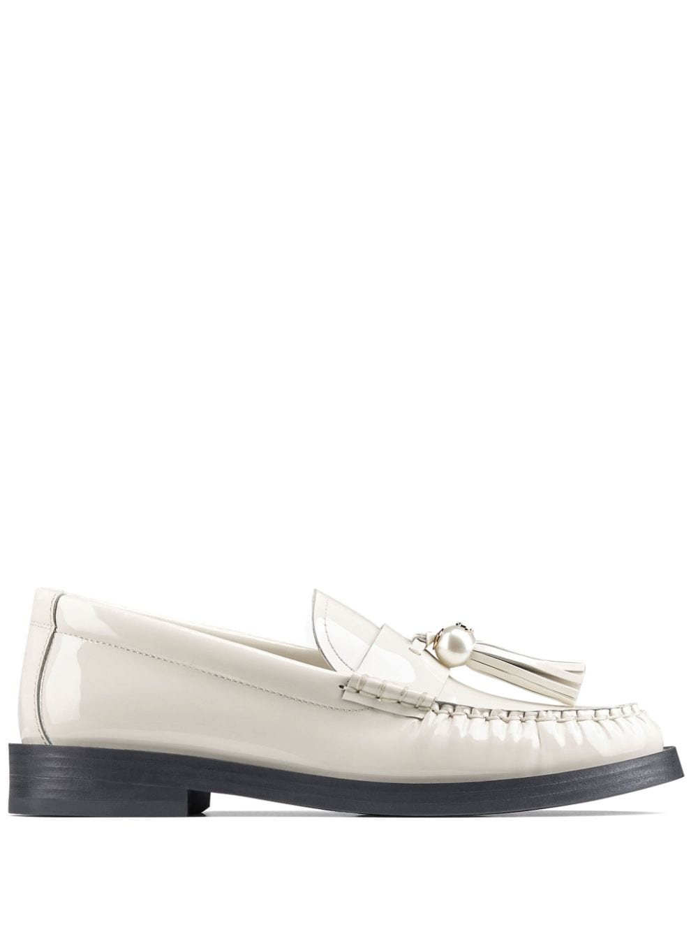 Jimmy Choo Addie pearl-embellished leather loafers - White von Jimmy Choo