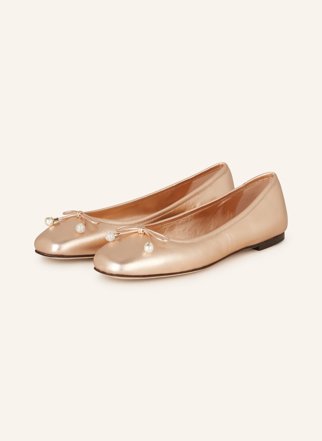 Jimmy Choo Ballerinas Elme Mit Schmucksteinen Und Perlen rosegold von Jimmy Choo