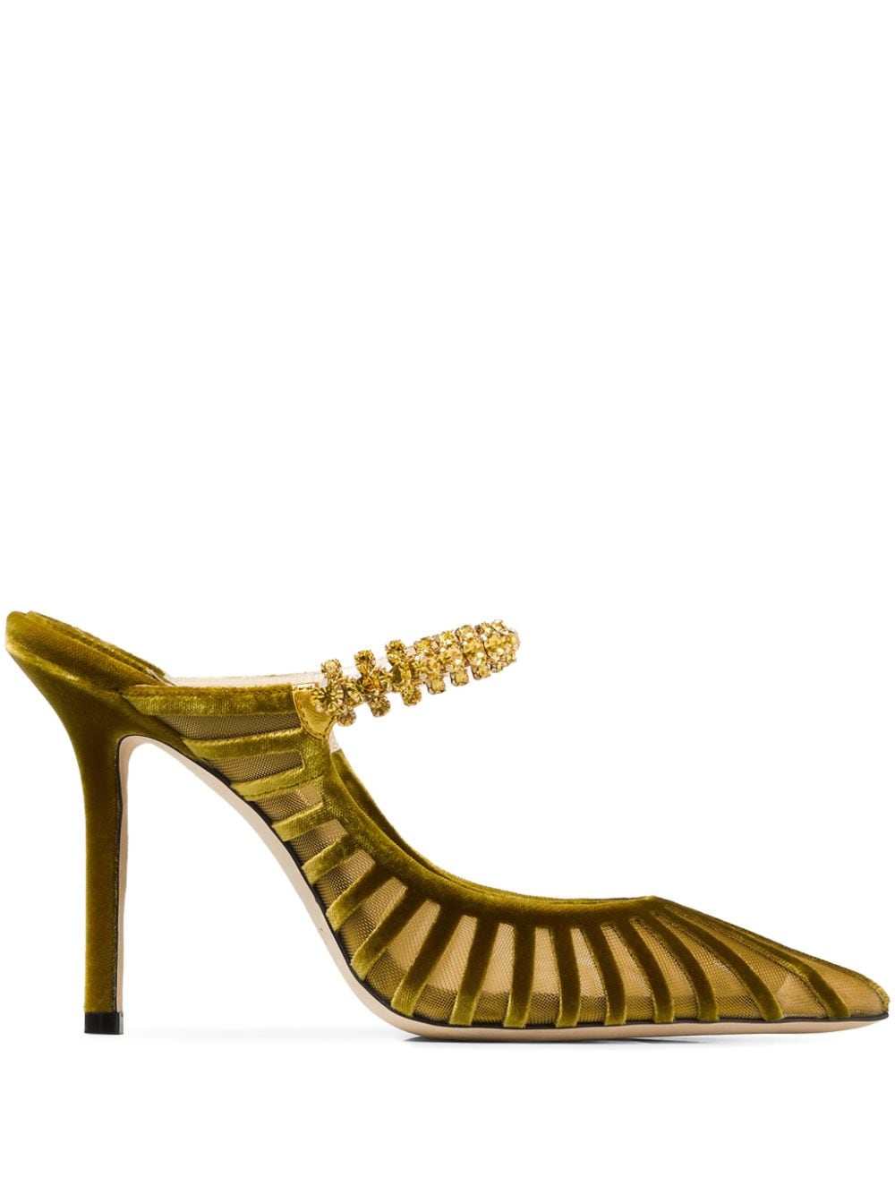 Jimmy Choo Bing 100mm crystal-embellished mules - Yellow von Jimmy Choo