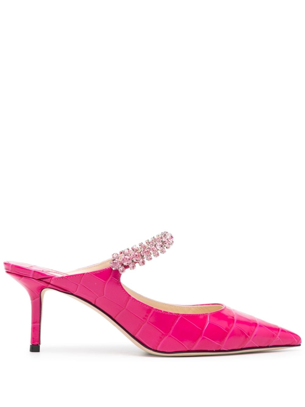 Jimmy Choo Bing 65 crocodile-embossed mules - Pink von Jimmy Choo