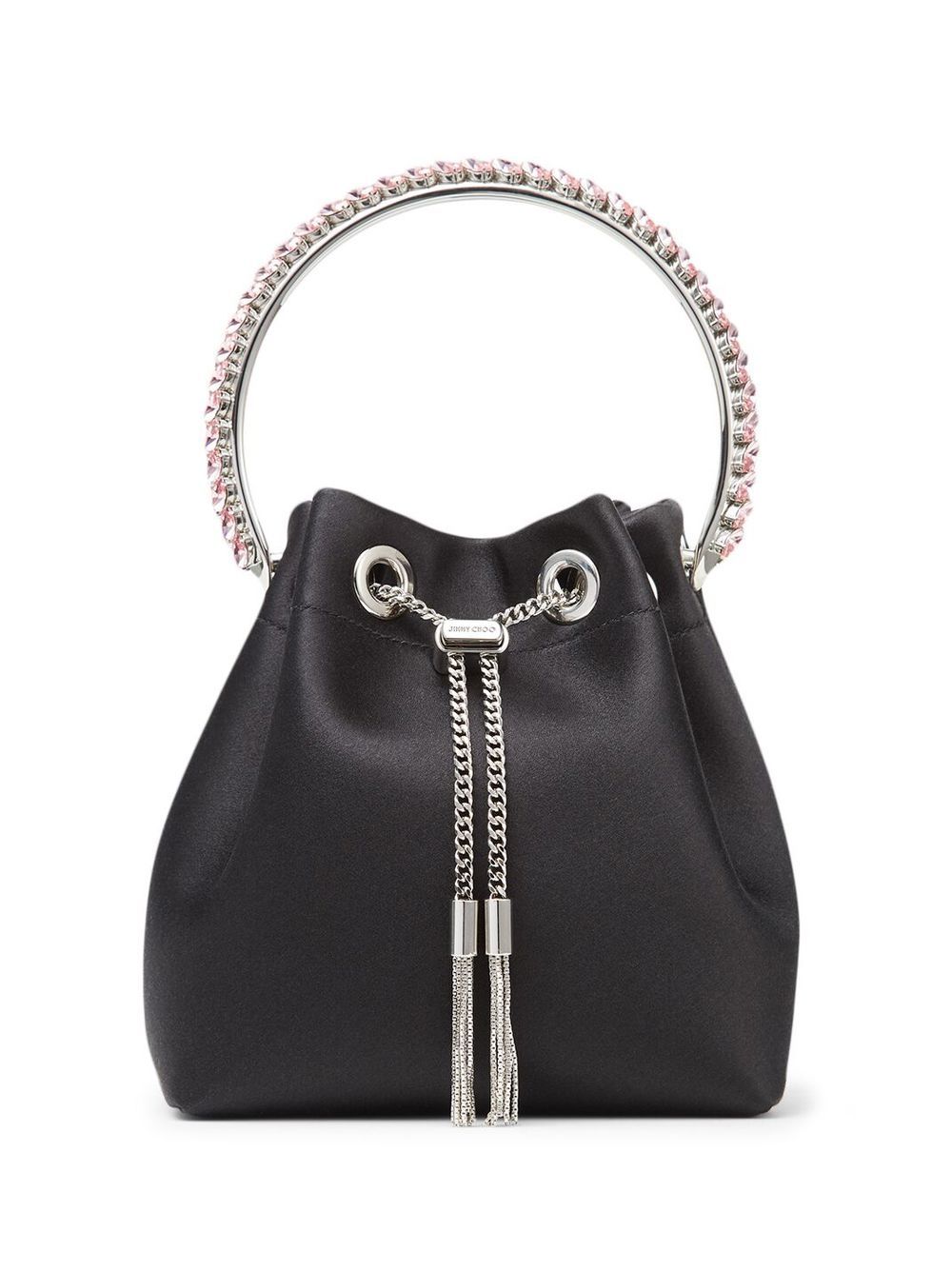 Jimmy Choo Bon Bon crystal-embellished satin bag - Black von Jimmy Choo