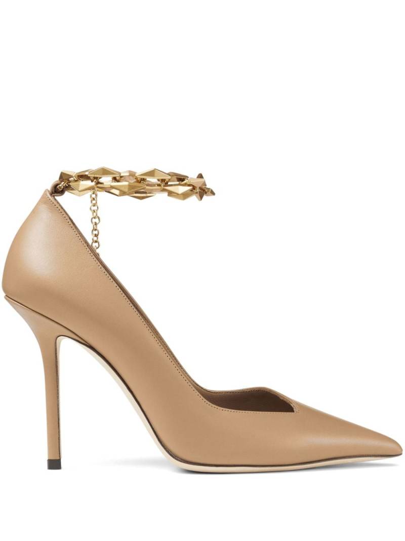 Jimmy Choo Diamond Talura 100mm leather pumps - Neutrals von Jimmy Choo