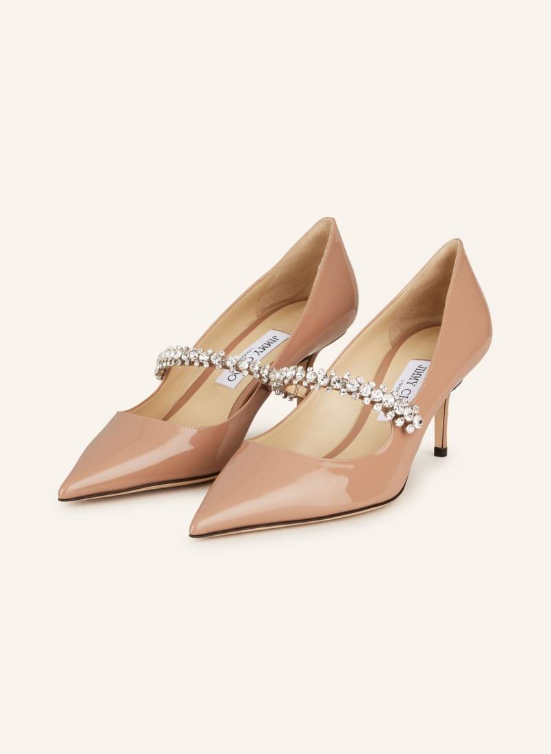 Jimmy Choo Lack-Pumps Bing 65 Mit Schmucksteinen beige von Jimmy Choo