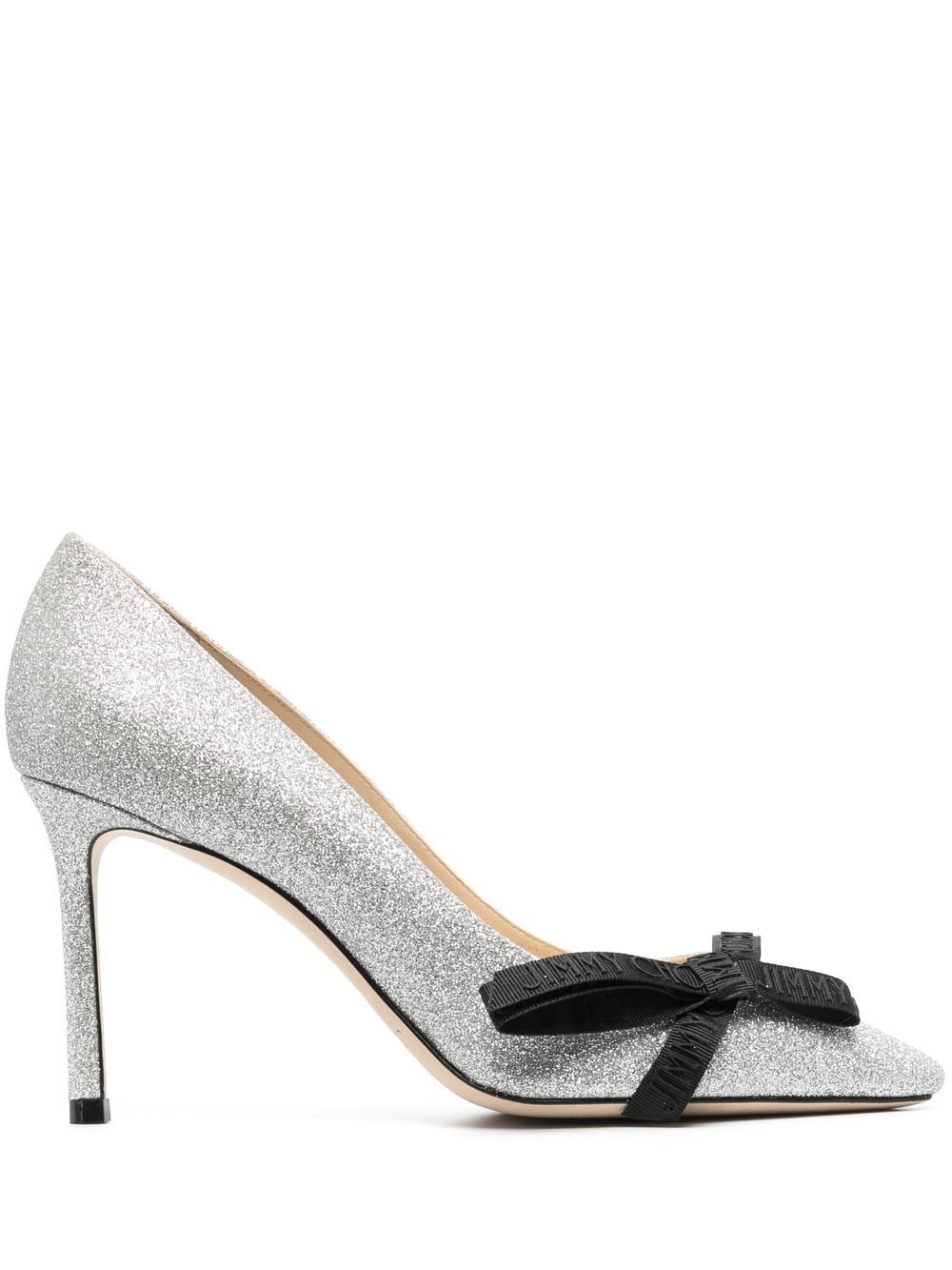 Jimmy Choo Romy 85mm glitter-embellished pumps - Silver von Jimmy Choo