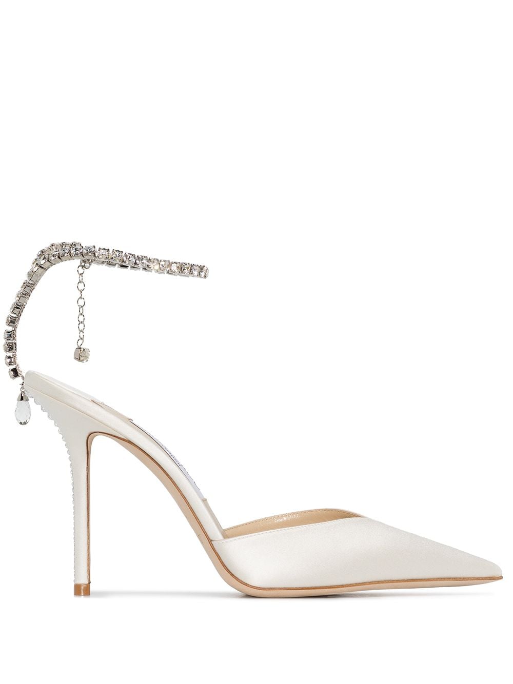 Jimmy Choo Saeda 100mm crystal-anklet pumps - White von Jimmy Choo