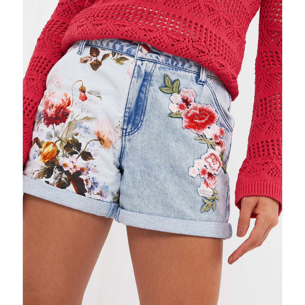 Jeansshorts mit Blumenstickerei von Joe Browns