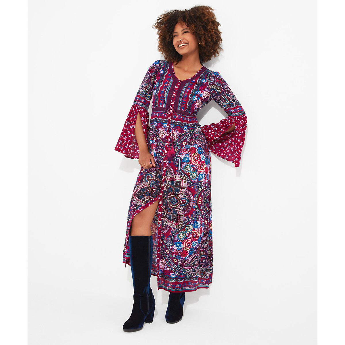 Langes Boho-Kleid, runder Ausschnitt von Joe Browns