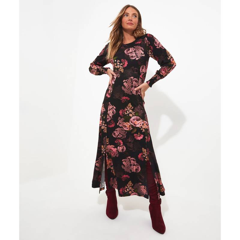 Langes Kleid, runder Ausschnitt, florales Muster von Joe Browns