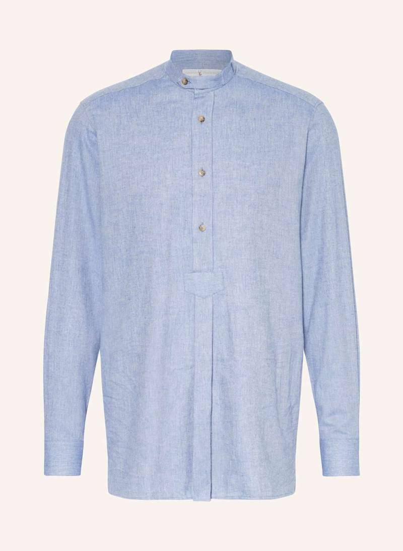 Johann & Johanna Trachtenhemd Comfort Fit Aus Flanell Mit Stehkragen blau von Johann & Johanna