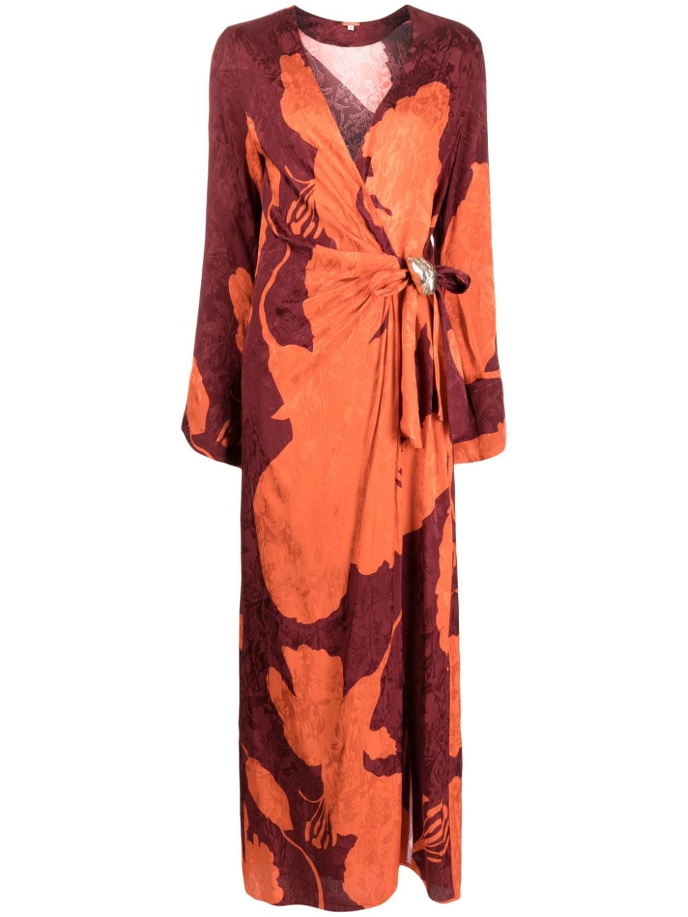 Johanna Ortiz patterned-jacquard wrap maxi dress - Red von Johanna Ortiz