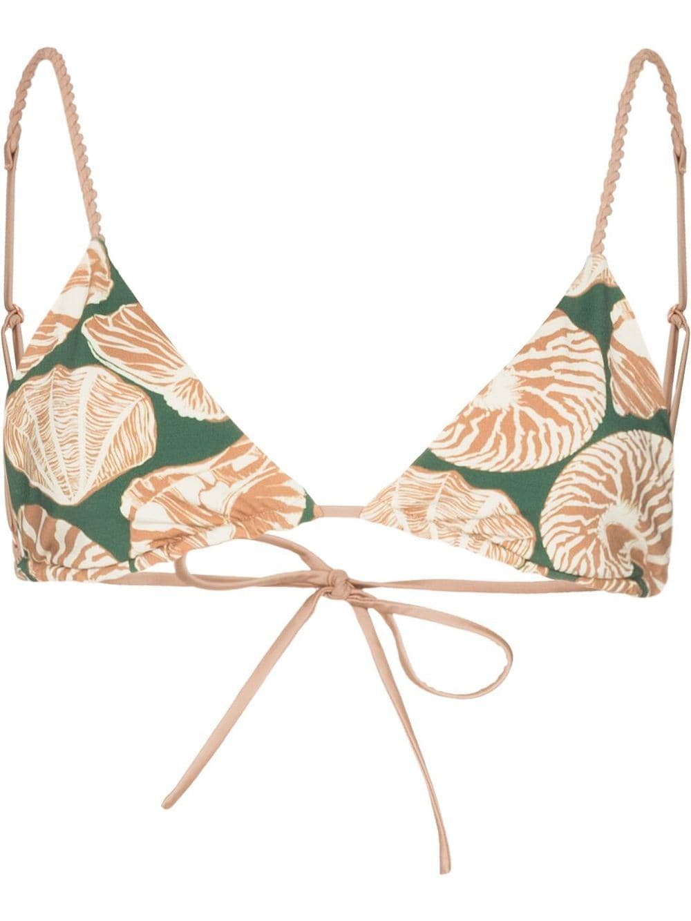 Johanna Ortiz seashell-graphic triangle bikini top - Green von Johanna Ortiz