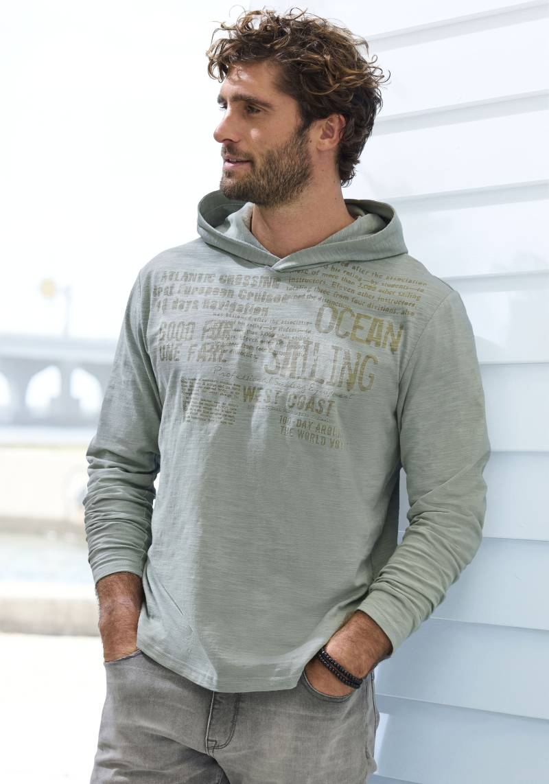 John Devin Kapuzenshirt, Langarmshirt bedruckt mit Kapuze aus strukturierter Baumwoll-Qualität von John Devin