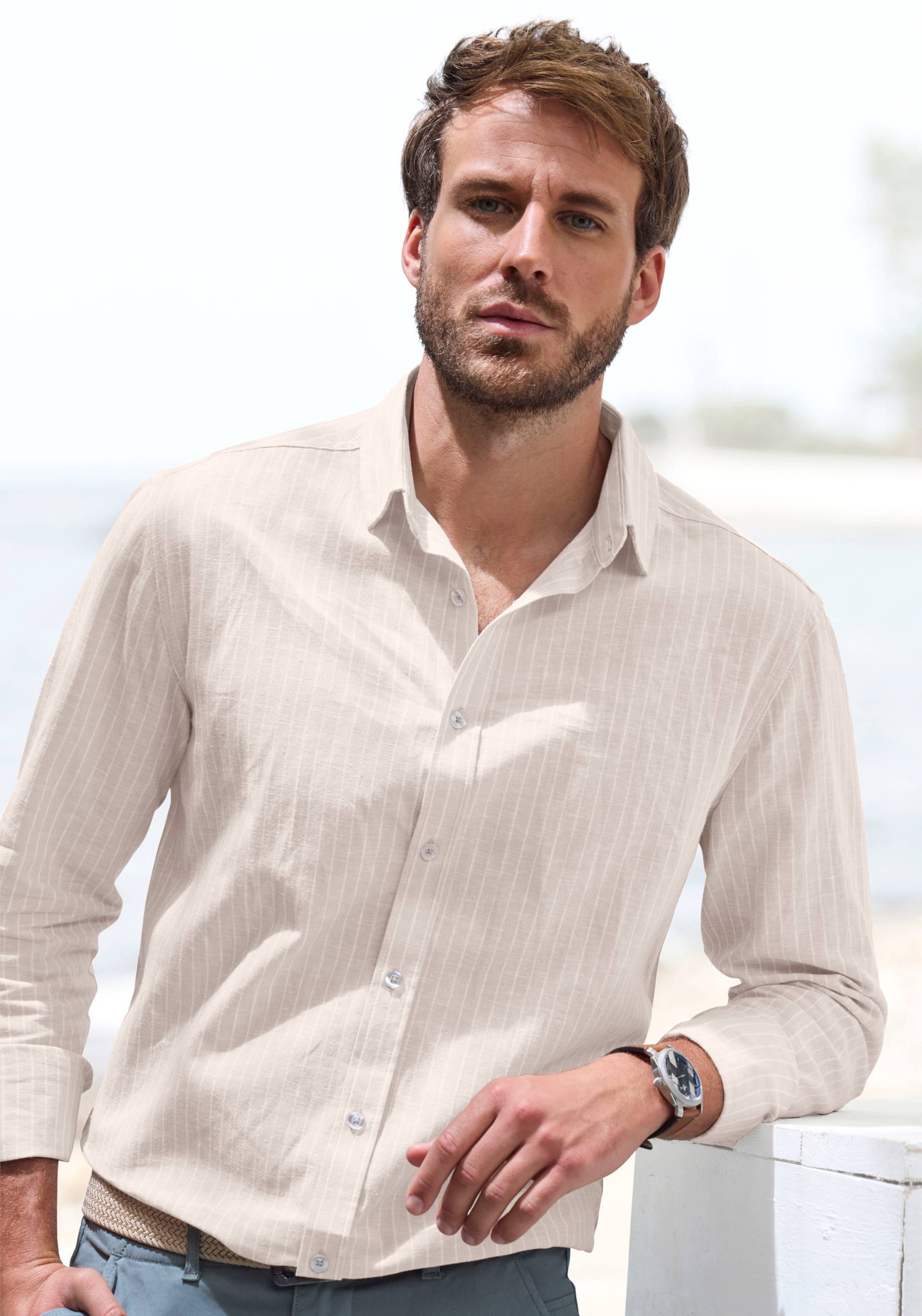 John Devin Langarmhemd »Regular Fit,«, Streifenhemd aus reiner Baumwolle John Devin Langarmhemd »Regular Fit,«, Streifenhemd aus reiner Baumwolle von John Devin