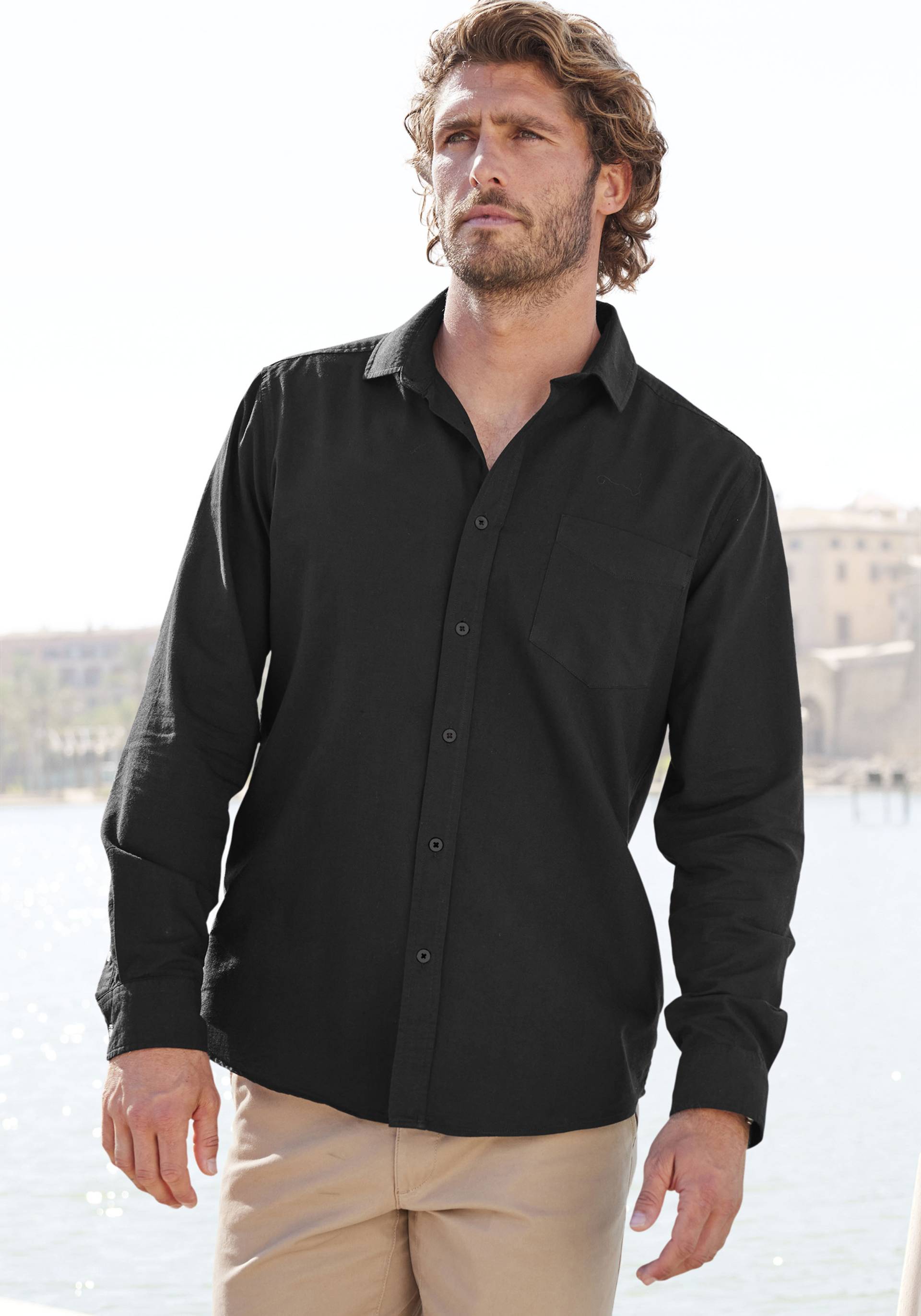 John Devin Langarmhemd »Regular Fit,«, Leinenhemd mit Kentkragen aus Baumwoll-Leinen Mischung John Devin Langarmhemd »Regular Fit,«, Leinenhemd mit Kentkragen aus Baumwoll-Leinen Mischung von John Devin