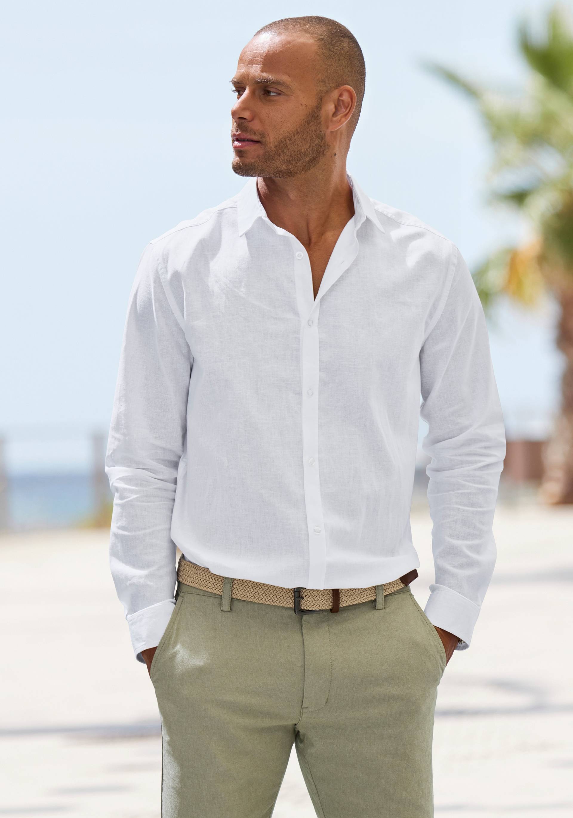 John Devin Langarmhemd »Regular Fit,«, Leinenhemd mit Kentkragen aus Baumwoll-Leinen Mischung John Devin Langarmhemd »Regular Fit,«, Leinenhemd mit Kentkragen aus Baumwoll-Leinen Mischung von John Devin