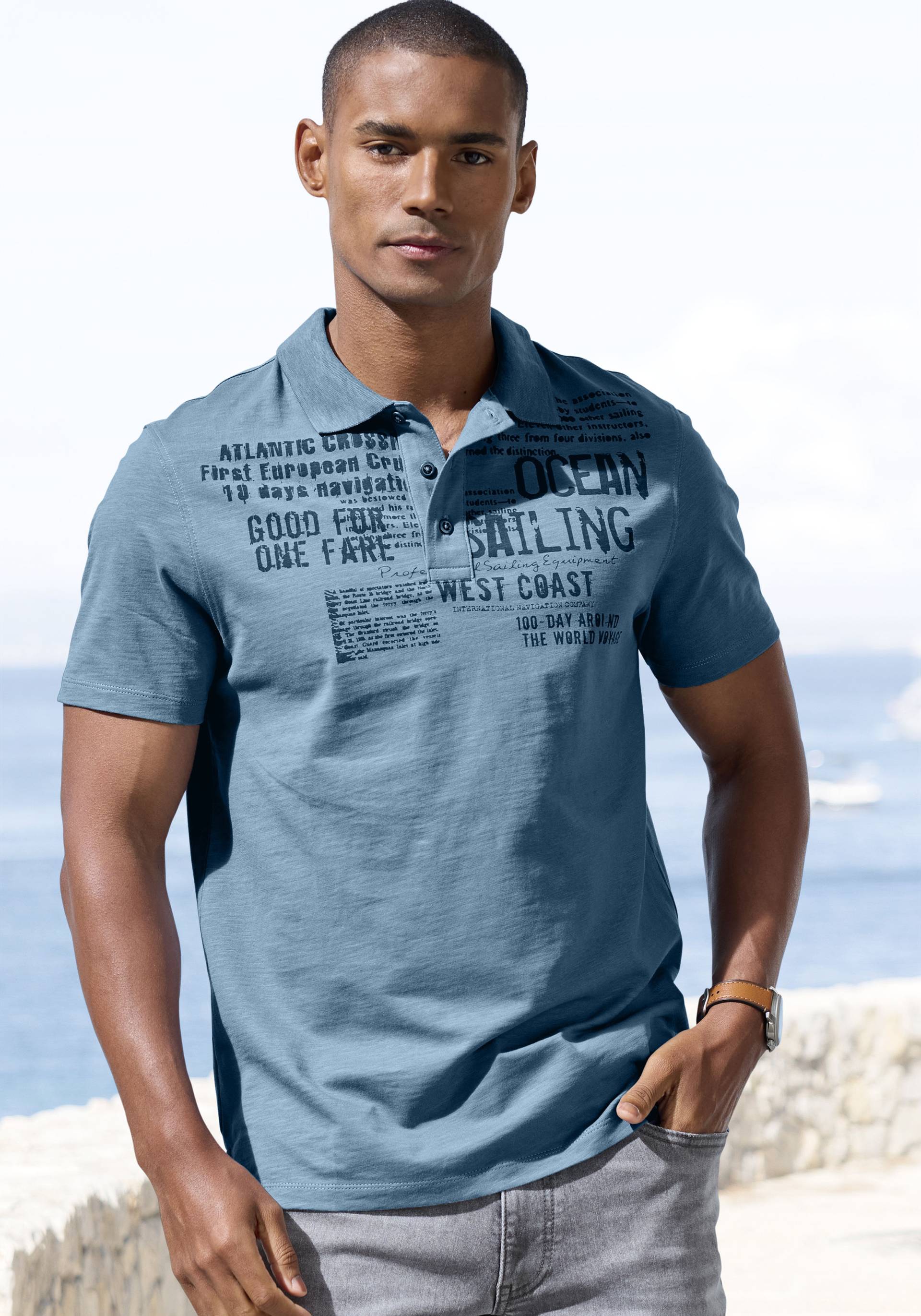 John Devin Poloshirt »mit Print«, Regular-Fit, aus Slub-Qualität, mit Print von John Devin