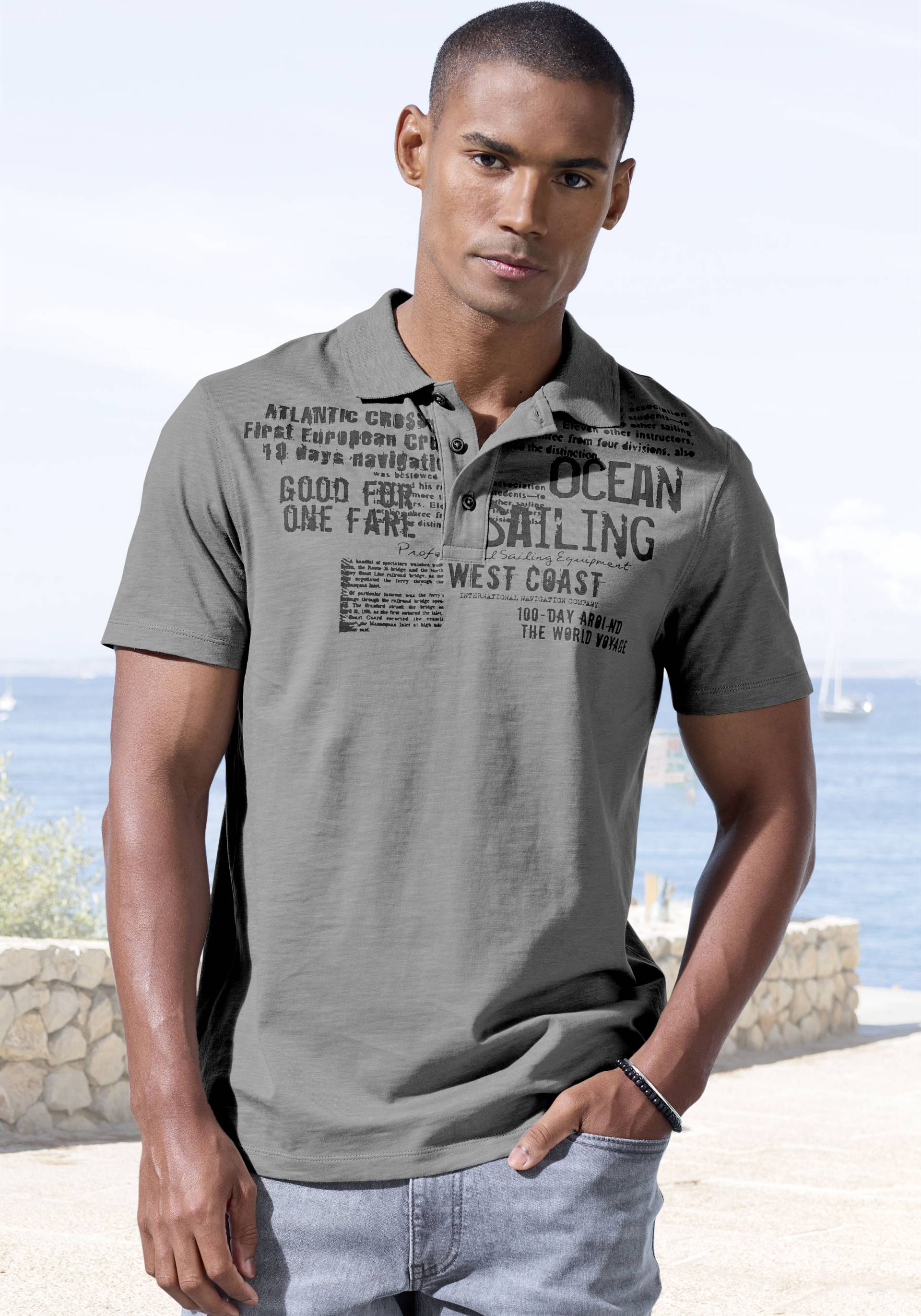 John Devin Poloshirt »mit Print«, Regular-Fit, aus Slub-Qualität, mit Print von John Devin