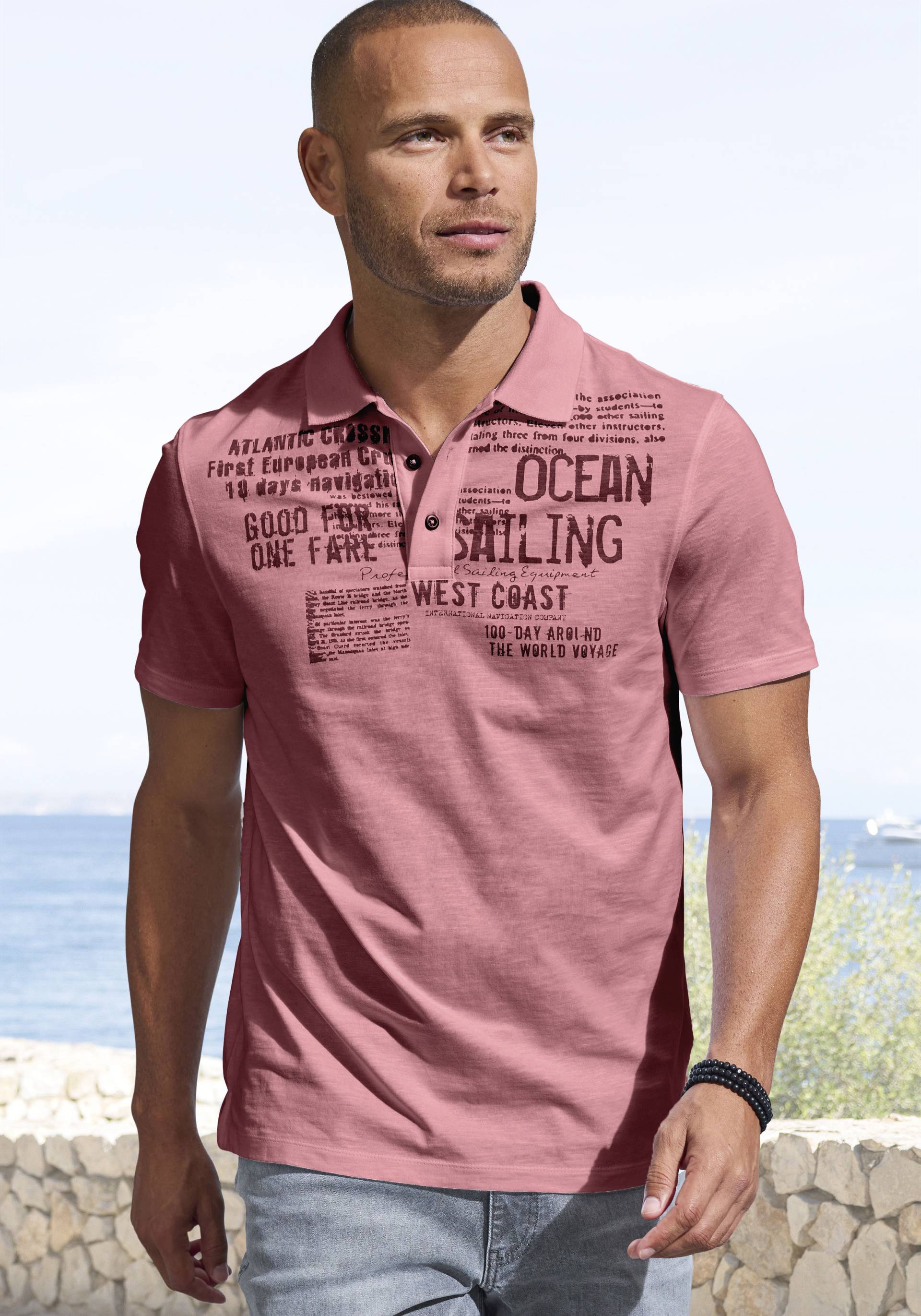 John Devin Poloshirt »mit Print«, Regular-Fit, aus Slub-Qualität, mit Print von John Devin