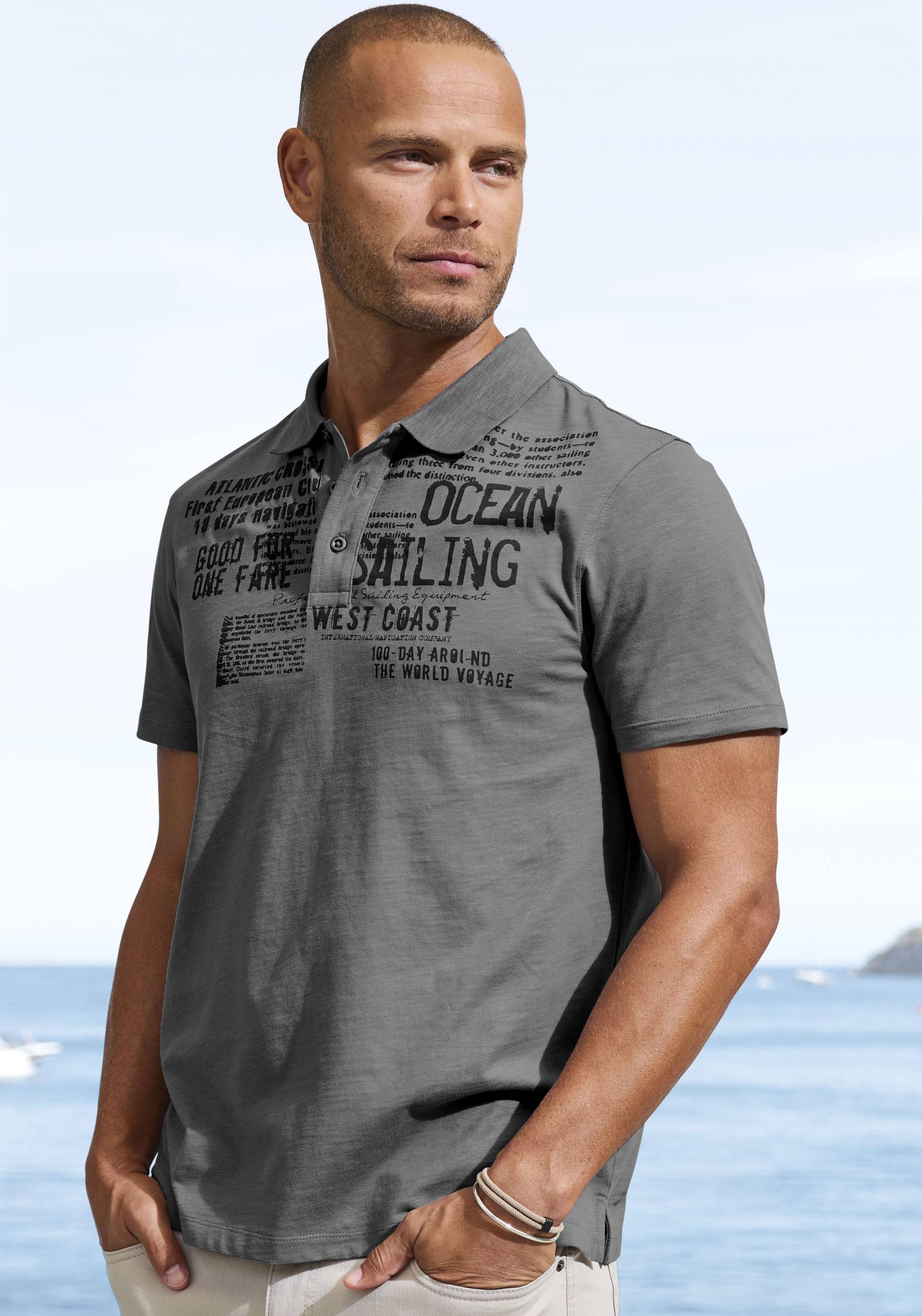 John Devin Poloshirt »mit Print«, Regular-Fit, aus Slub-Qualität, mit Print von John Devin