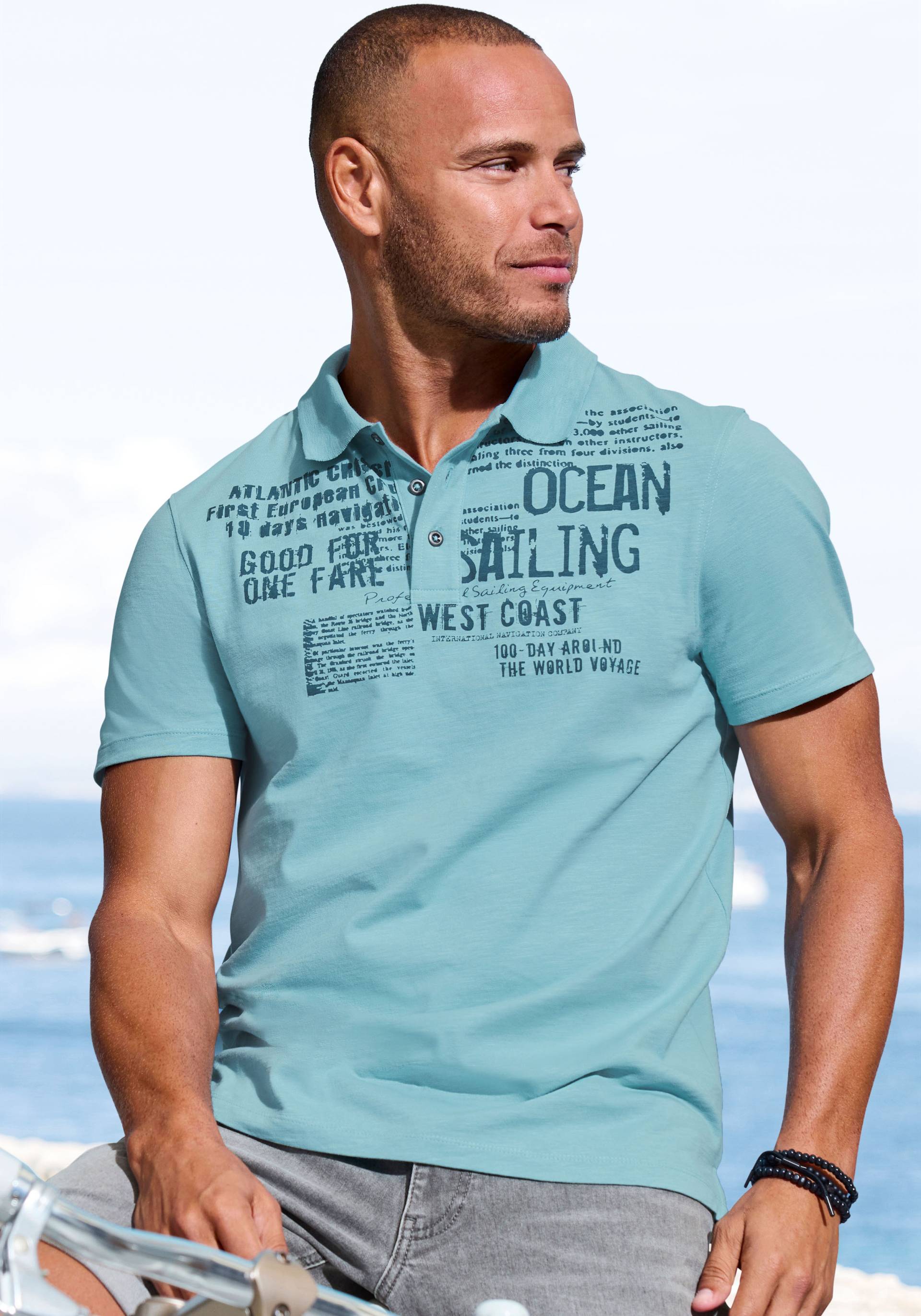 John Devin Poloshirt »mit Print«, Regular-Fit, aus Slub-Qualität, mit Print von John Devin