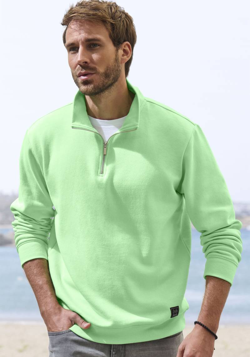 John Devin Sweatshirt, Langarm, Sweatshirt mit Reissverschluss am Stehkragen von John Devin