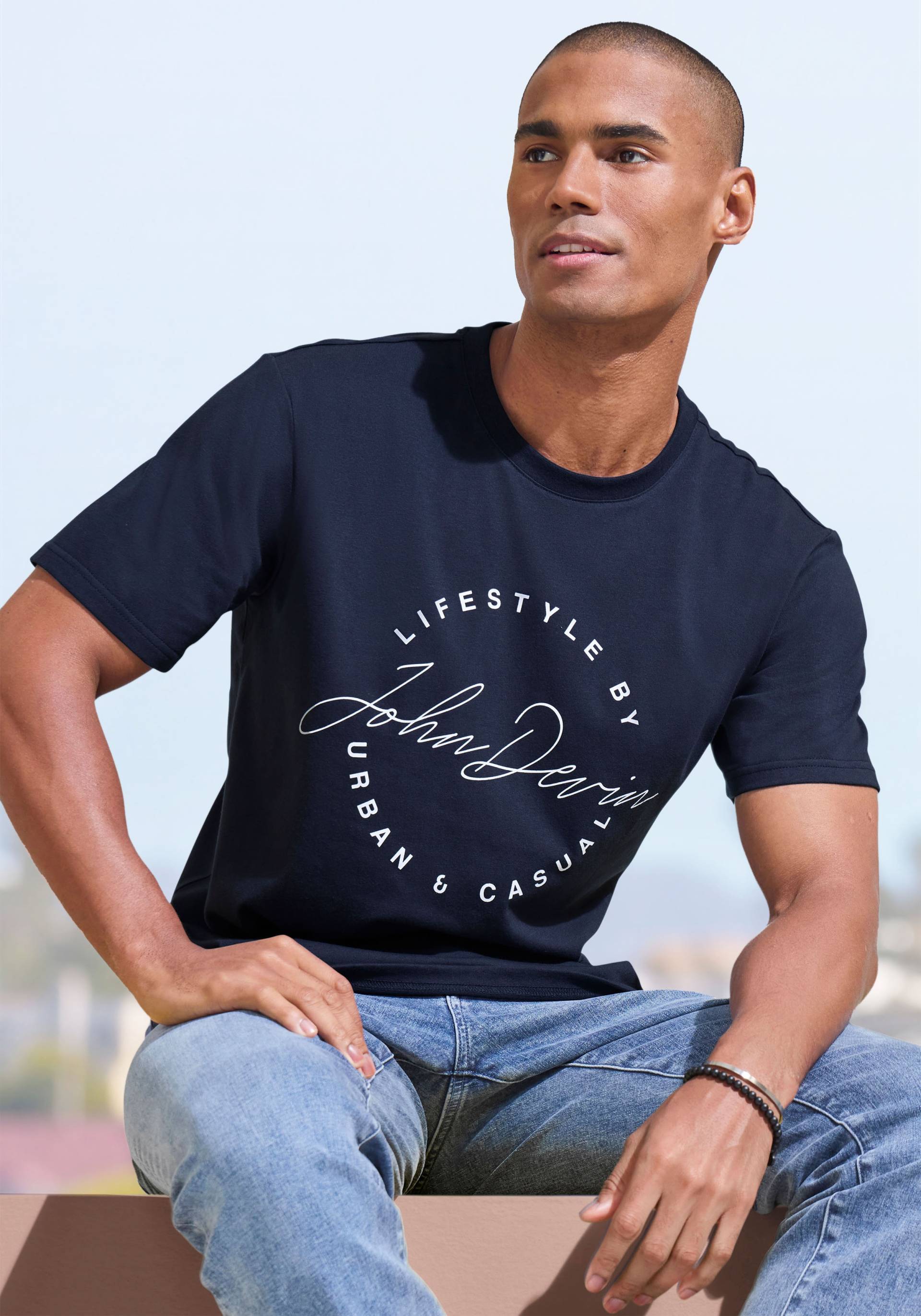 John Devin T-Shirt, Rundhalsshirt mit Print aus reiner Baumwolle von John Devin