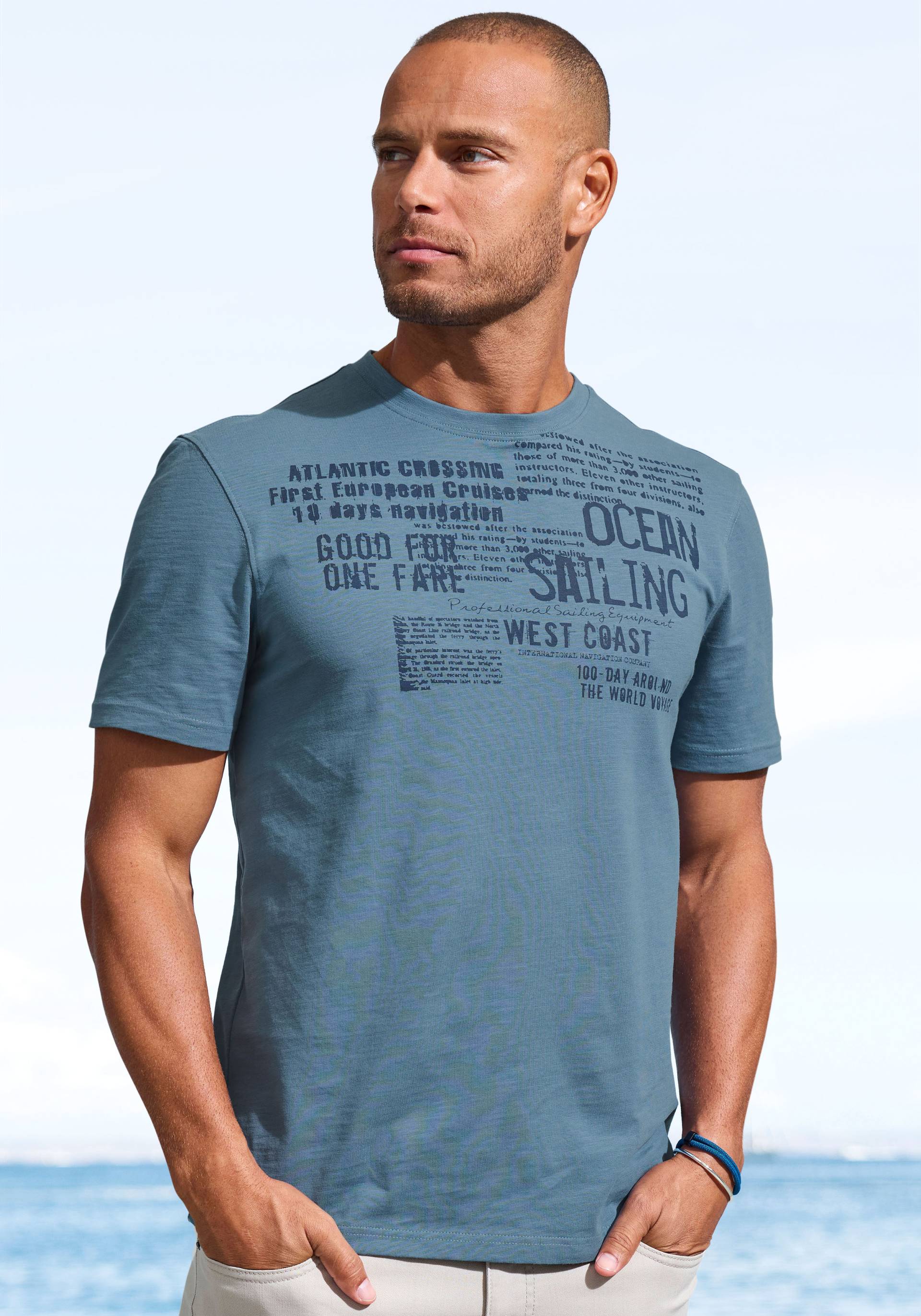 John Devin T-Shirt »mit Print«, Regular-Fit, aus Slub-Qualität, mit Print John Devin T-Shirt »mit Print«, Regular-Fit, aus Slub-Qualität, mit Print von John Devin
