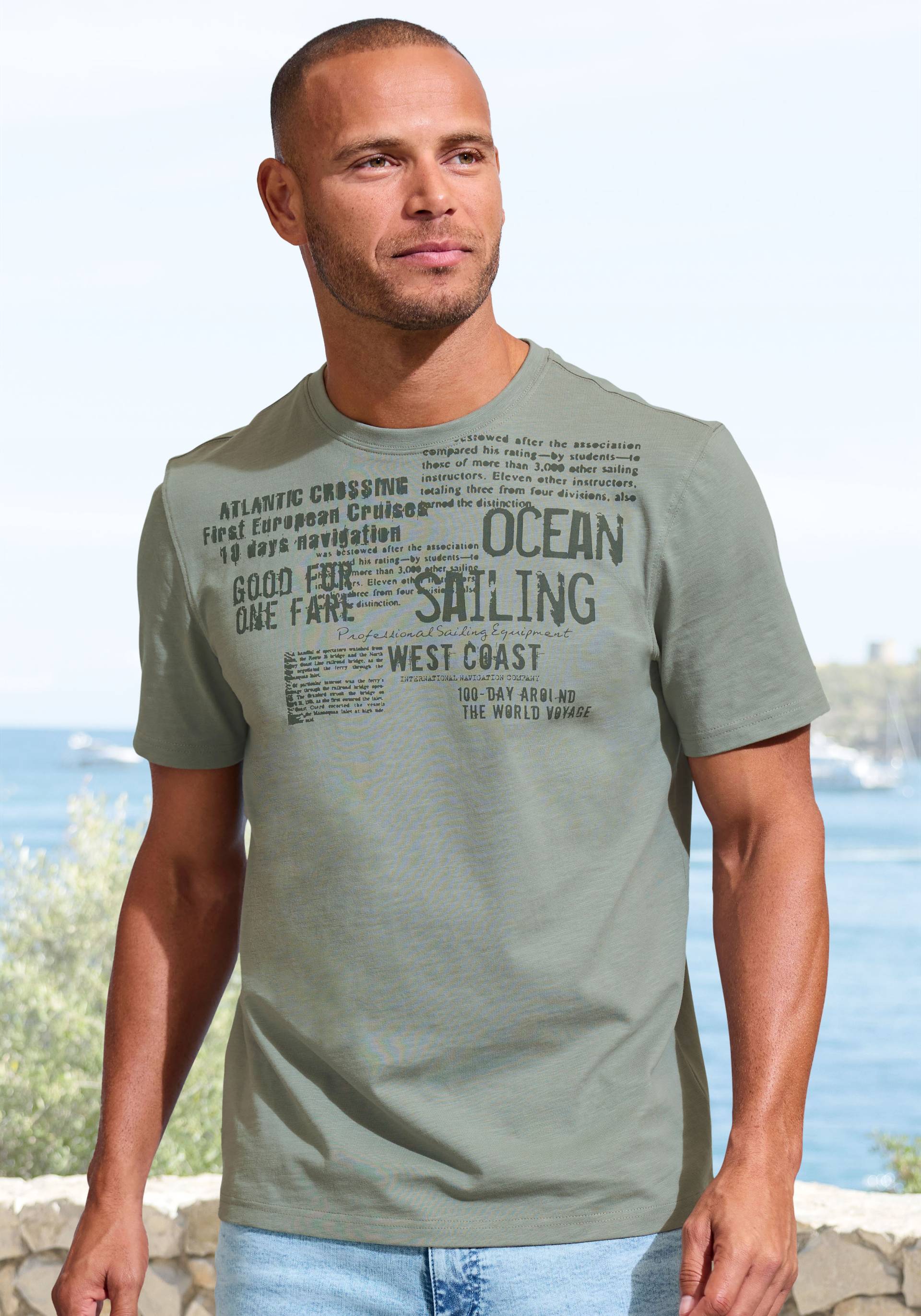 John Devin T-Shirt »mit Print«, Regular-Fit, aus Slub-Qualität, mit Print John Devin T-Shirt »mit Print«, Regular-Fit, aus Slub-Qualität, mit Print von John Devin